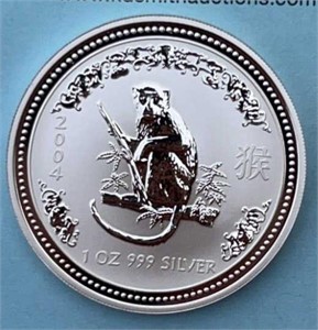 2004 Australia Year of the Monkey Silver Dollar