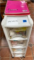 Three Drawer Rolling Cabinet w/ Notebooks and More