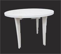 2 ROUND WHITE PLASTIC PATIO TABLES