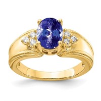 14k- Oval Gemstone & Diamond Rings