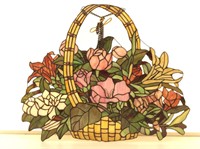 Stained Glass Hanging Flower Basket Window D