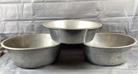 3 16" Large Metal Bowls