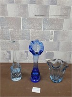 Blue blown glass pieces