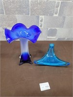 Blue blown glass pieces