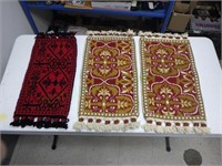 Trio of handcrafted small rectangle rugs