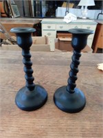 Black Satin Glass Candle Holders