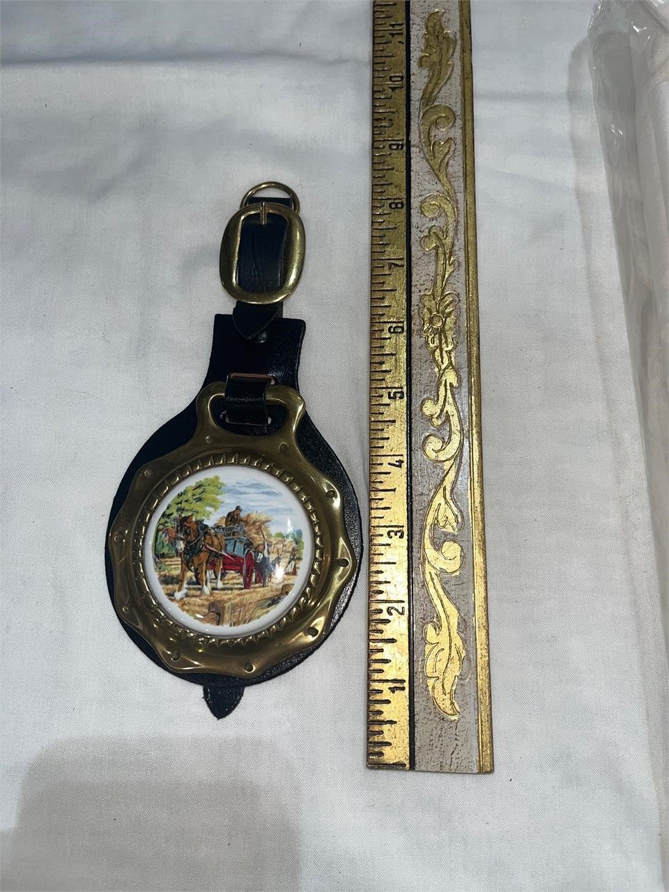 ceramic and brass horse medallion horse canoe