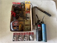 Torches, large grease gun, drill bits