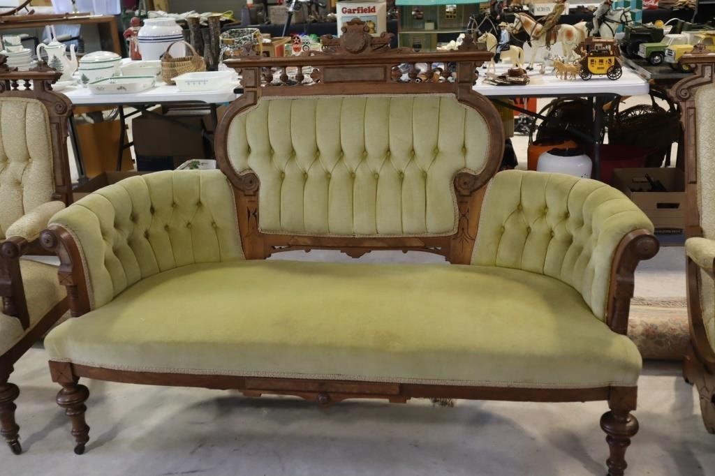 Walnut Eastlake love seat