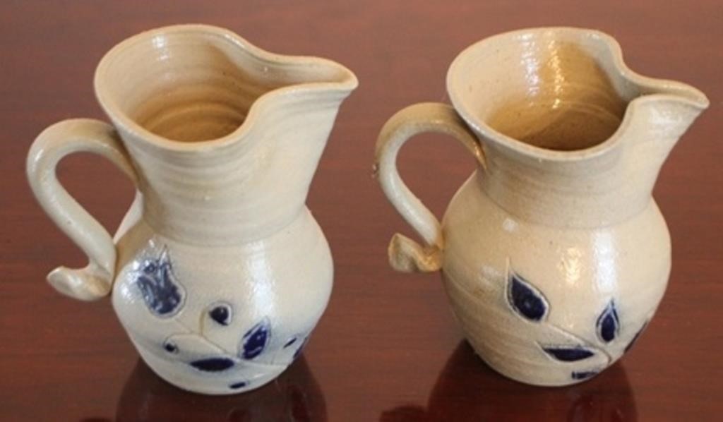 2 Williamsburg pottery pitchers, 3.5"