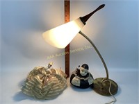 Mcm said table lamp(works), sewing pin cushions