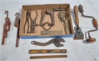 Vintage tools, Plumb Bob,  brace binder,