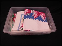 Container of 16 vintage cotton tablecloths