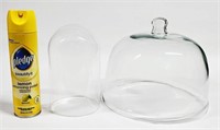 CLEAR GLASS CAKE PLATE TOPPER, FIGURINE DOME 2pc