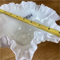 Ornate milk glass bowl
