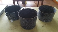 Lot of 3 Mottled Pots