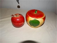 Vintage Apple cookie jar & ceramic apple candle