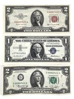 $1 Silver Certificate & Red Seal $2 Dollar Bill
