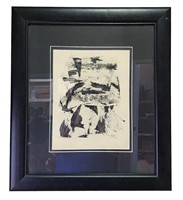 Abstract Indian Ink Drawing Signed Lower Right