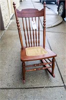 Oak Cane Bottom Sewing Rocking Chair