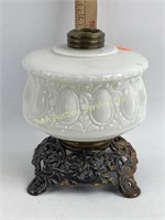 Milk glass oil lamp base with missing parts
