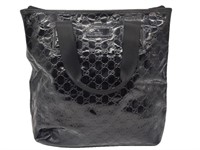 GG Black PVC Leather Shoulder Tote Bag