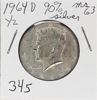 1964D  Kennedy Half Dollar  MS63