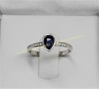 Sterling silver sapphire (0.50cts) & zircon ring