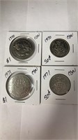 1970 & 1971 Canadian Silver Dollars And 50 Cent Co