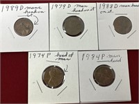 Pennies with Kennedy Head Counter Stamp
