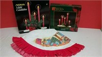 2 Boxed Candelabras & Vintage Christmas Tree