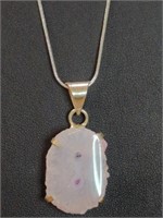 925 stamped 30-in necklace with agate pendant