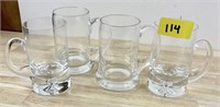 4 Glass Beer Mugs