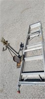 Aluminum 4ft ladder and fireplace poker ser