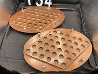 Two Vintage Wooden Communion Trays