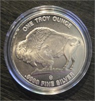 One Ounce Silver Round: Buffalo/Indian