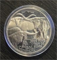 One Ounce Silver Round: Longhorn