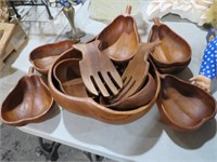 MID CENTURY TEAK SALAD SET