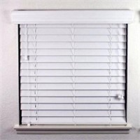 60" X 48" 2" Cordless Faux Wood Blind - White