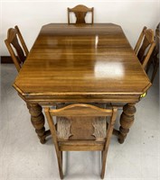 Mid century dining table with upholstered  chairs