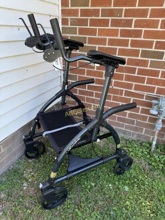 Black handicap seat/walker with individual brakes