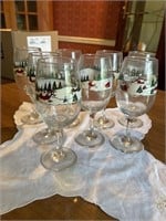 8 Christmas wine glasses