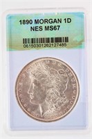 Coin 1890-P Morgan Silver Dollar NES MS67
