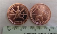 2 Copper 1oz Coins from the Warriors Series