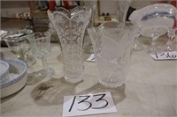 2 Clear Vases