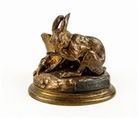 Bronze Rabbit By Tree Matchstick / Candle Holder
