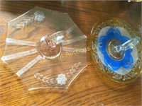 2 glass candy dessert trays beautiful