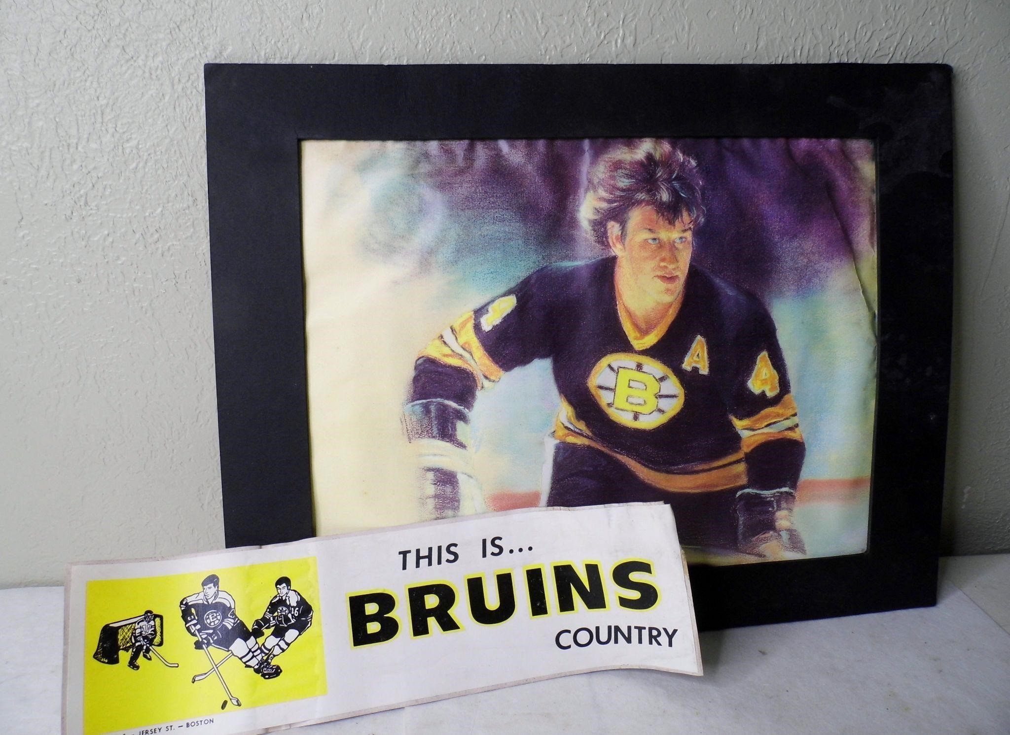 Bobby Orr Poster & Vintage Bruins Bumper Sticker