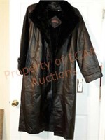 New Mens Ankle Length Leather Trench Coat