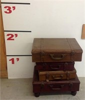 DECORATIVE TABLE- STACK OF 4 SUITCASES W/ DRAWERS